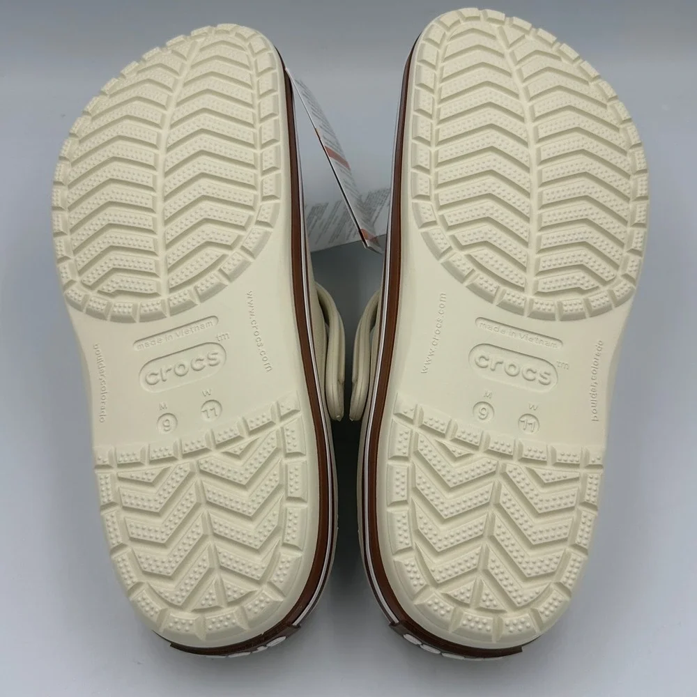 Crocs Crocband Gum Clog M9/W11 Stucco White New Retro Sporty Slip-On Comfort NIB